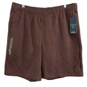 New VRST Men's Large Athletic Shorts Brown Fleece 8" Inseam Elastic Waist NWT